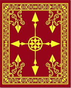 Crimson Yellow Arrow Medallion Border Rug