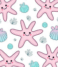 Cute Pink Starfish And Teal Shells Rug