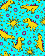 Playful Yellow Dinosaurs Whimsical Stars Rug