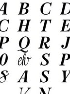Alphabet Monogrammed Script Black White Rug