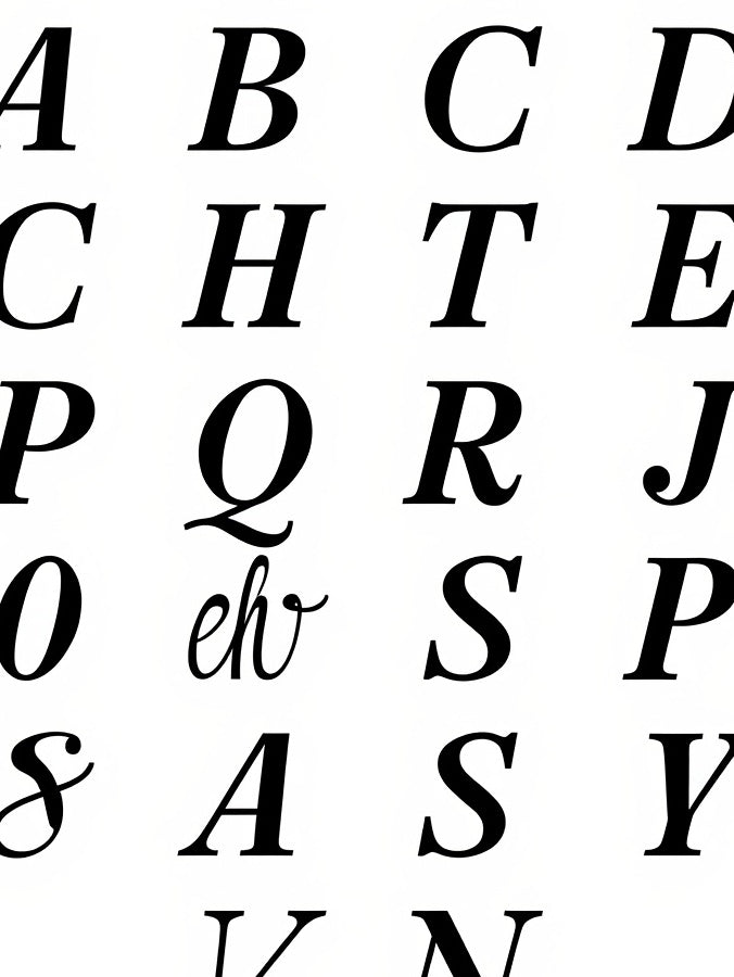 Alphabet Monogrammed Script Black White Rug