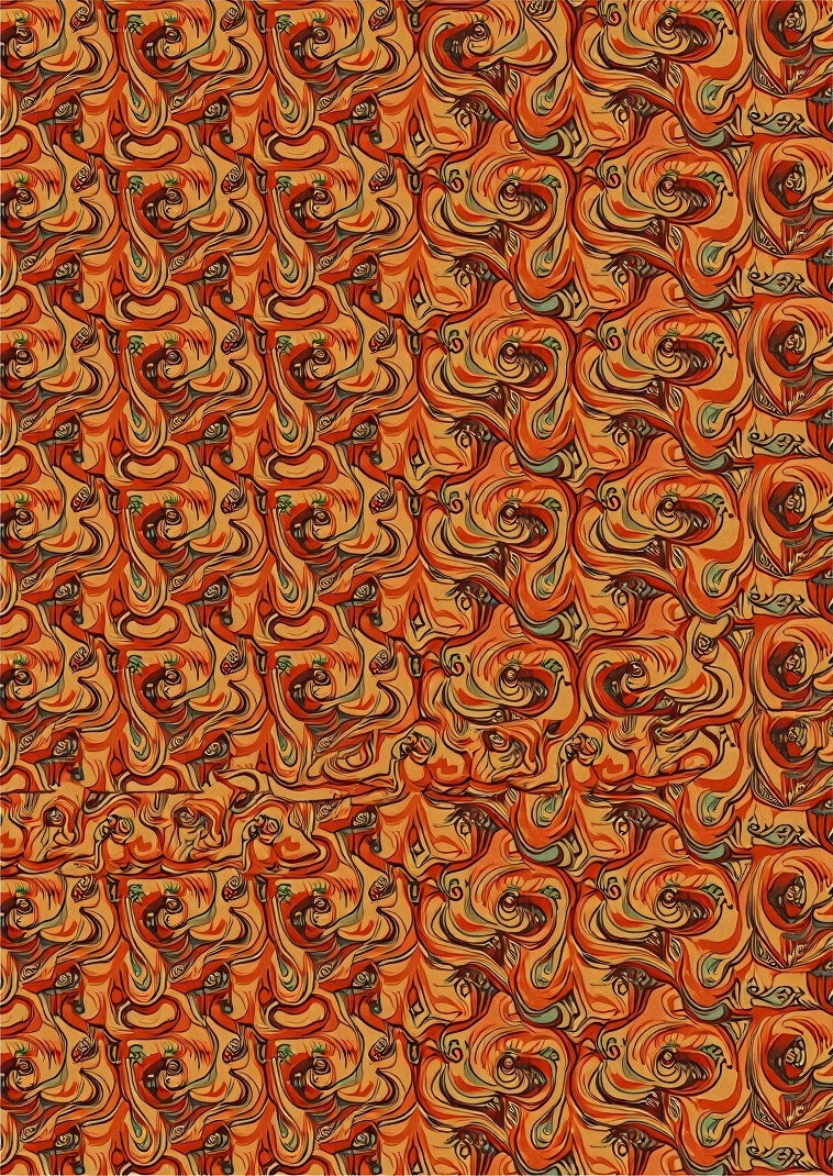 Whimsical Amber Swirl Floral Rug