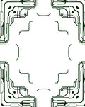 Green Circuit Board Geometric Border Rug