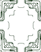 Green Circuit Board Geometric Border Rug