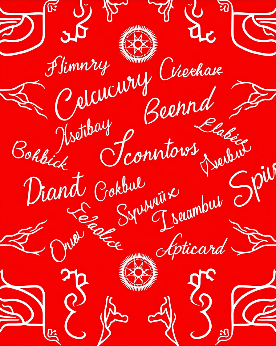 Vibrant Red Script Calligraphy Rug