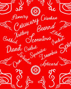 Vibrant Red Script Calligraphy Rug