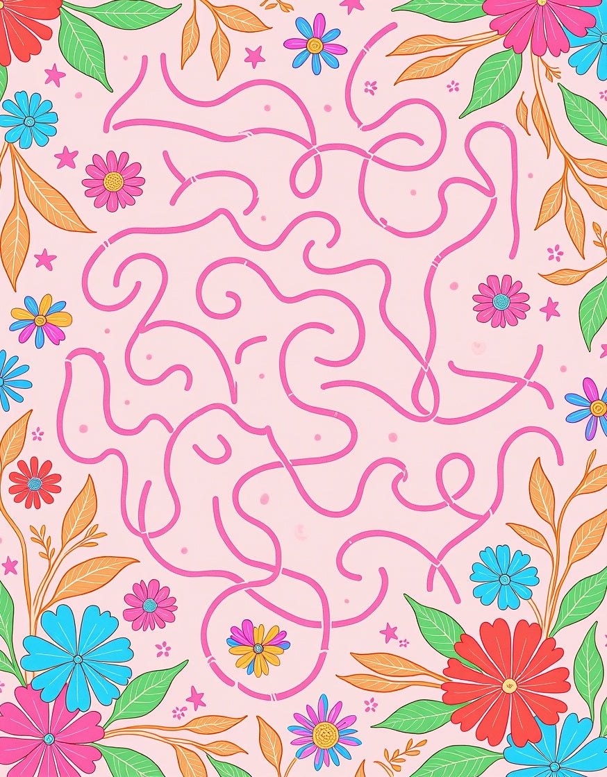 Pink Floral Maze Garden Rug