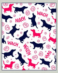 Pink and Navy Dog Scattered Composition Rug