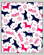 Pink and Navy Dog Scattered Composition Rug