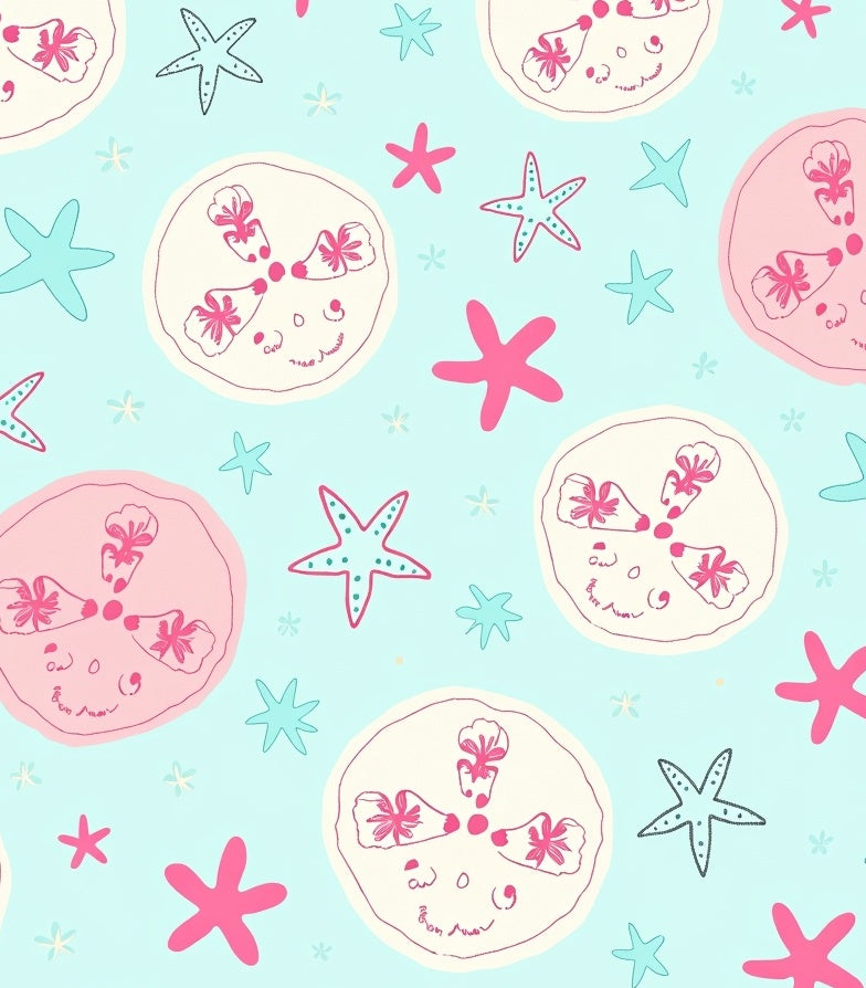 Pink Sand Dollar Starfish Coastal Repeat Rug