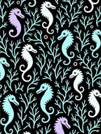 Pastel Seahorse Coral Scene Rug