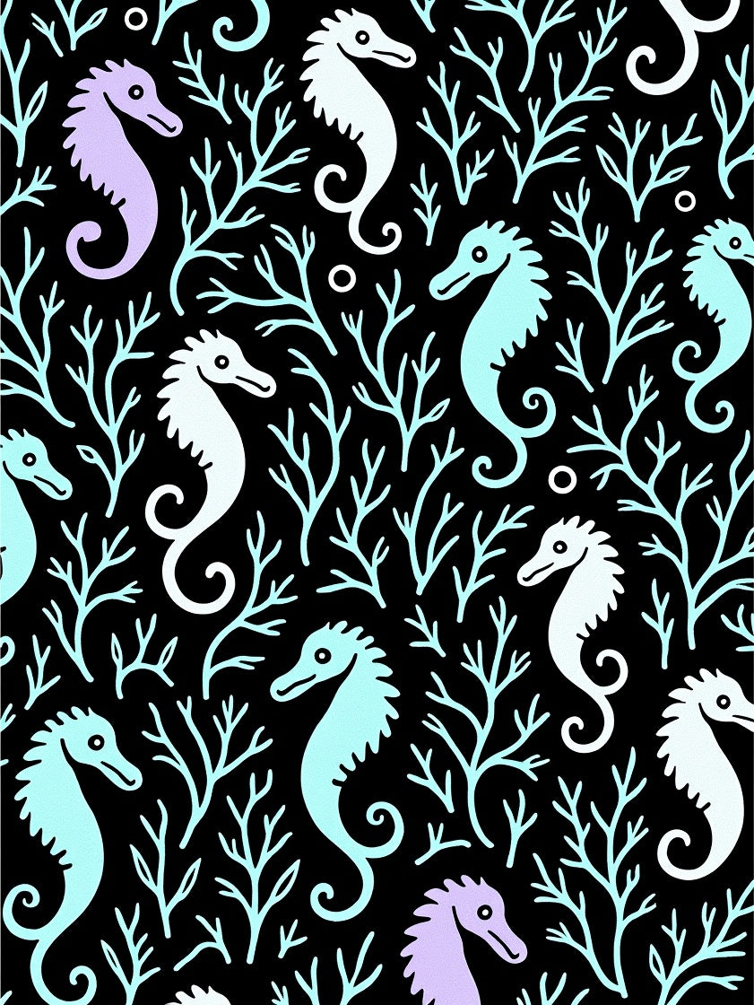 Pastel Seahorse Coral Scene Rug