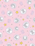 Pastel Pink Whimsical Bubbles Stars Rug