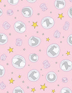 Pastel Pink Whimsical Bubbles Stars Rug