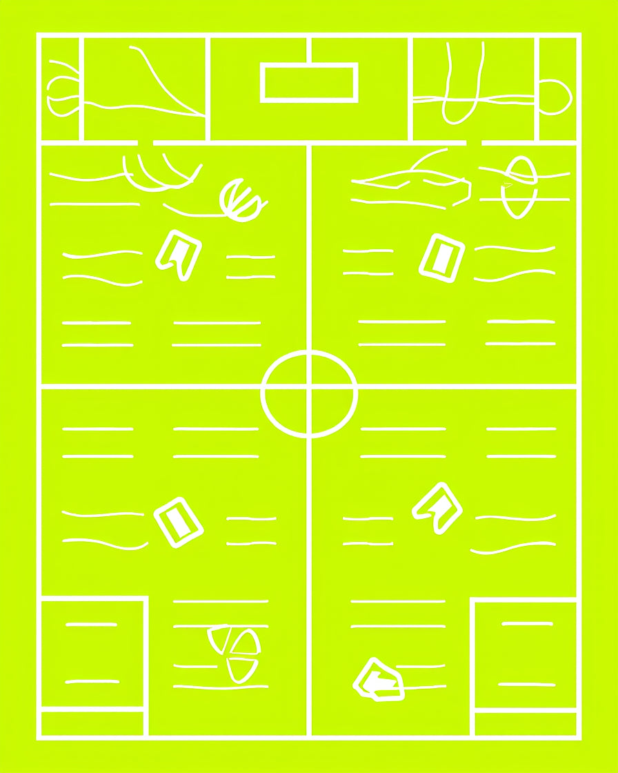 Acid Yellow Geometric Schematic Layout Rug