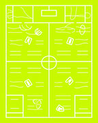 Acid Yellow Geometric Schematic Layout Rug