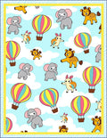 Whimsical Elephants Lions Hot Air Balloons Rug