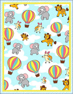 Whimsical Elephants Lions Hot Air Balloons Rug