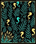 Aqua Yellow Seahorse Foliage Repeat Rug