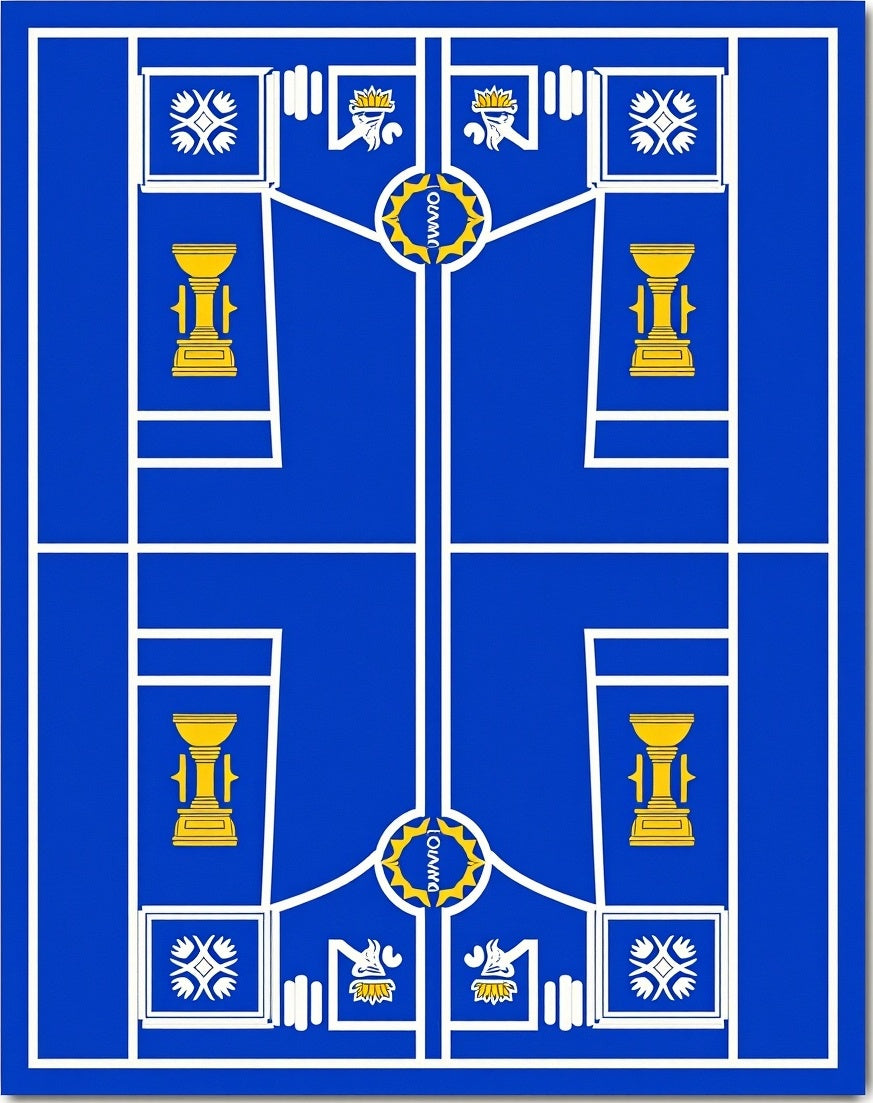Royal Blue Golden Trophy Geometric Rug