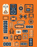 Abstract Graphic Symbols Navy Cream Rug