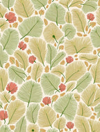 Coral Pink Green Palm Leaf Collage Rug