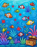 Colorful Aquatic Fish Treasure Chest Rug