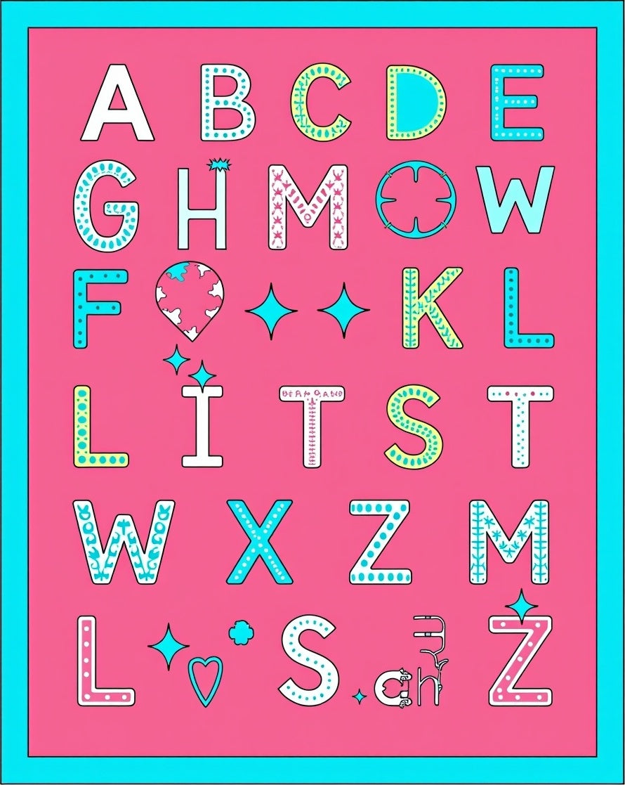 Playful Alphabet Garland Bright Pink Rug