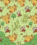 Playful Brown Bunny Goldfish Meadow Rug