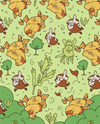 Playful Brown Bunny Goldfish Meadow Rug