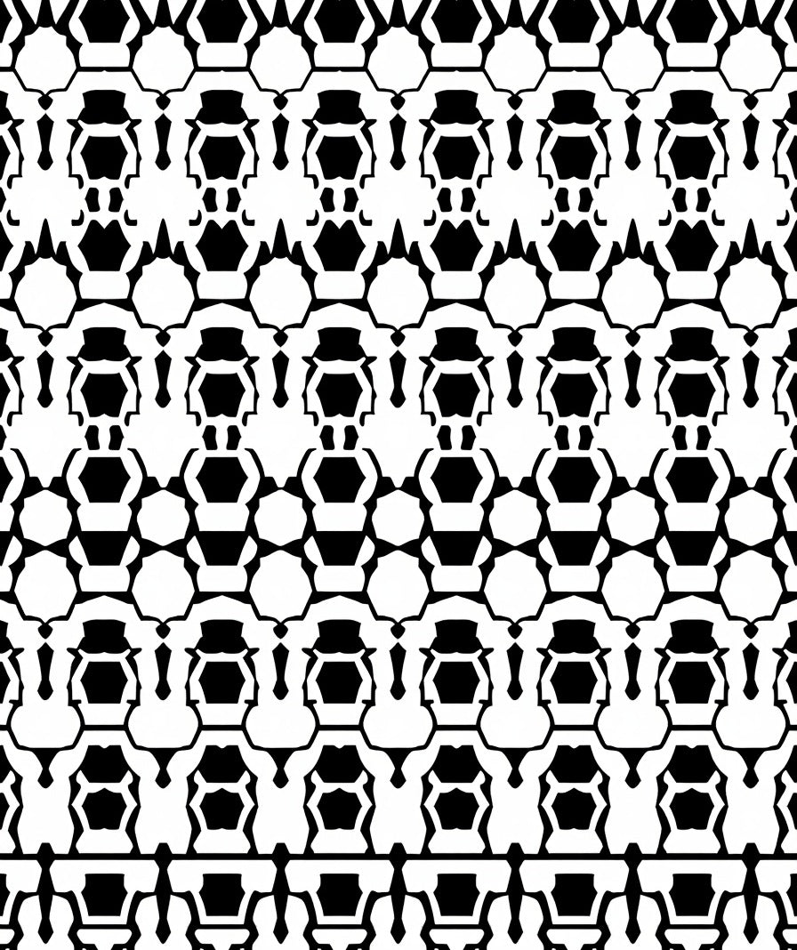 Bold Black White Abstract Hexagon Rug