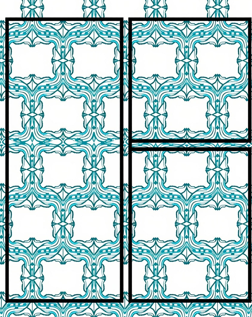 Teal Decorative Lattice Art Rug