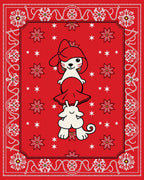 Red Whimsical Floral Cartoon Animals Rug