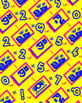 Retro Yellow Blue Pink Numbers Abstract Rug