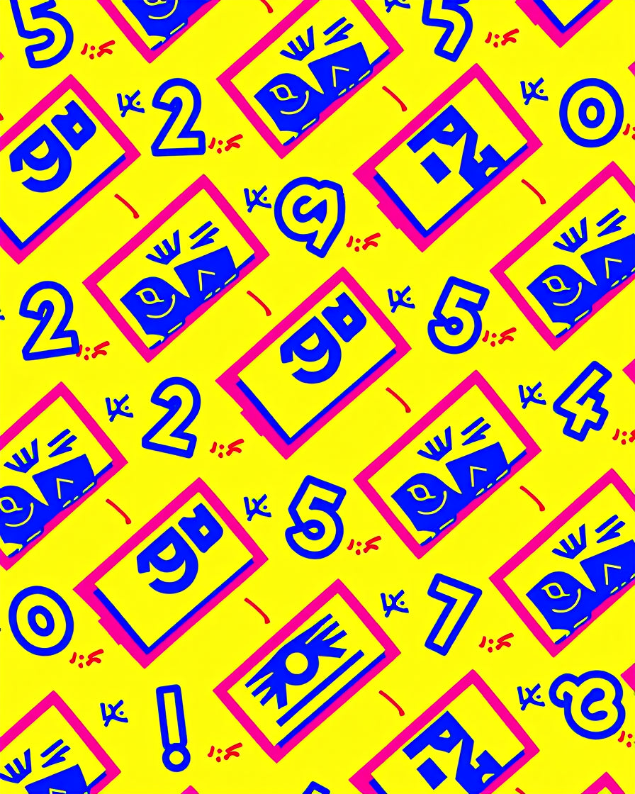 Retro Yellow Blue Pink Numbers Abstract Rug