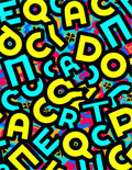Vibrant Alphabet Collage Graphic Rug