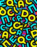 Vibrant Alphabet Collage Graphic Rug