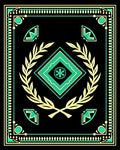 Black Teal Laurel Diamond Emblem Rug