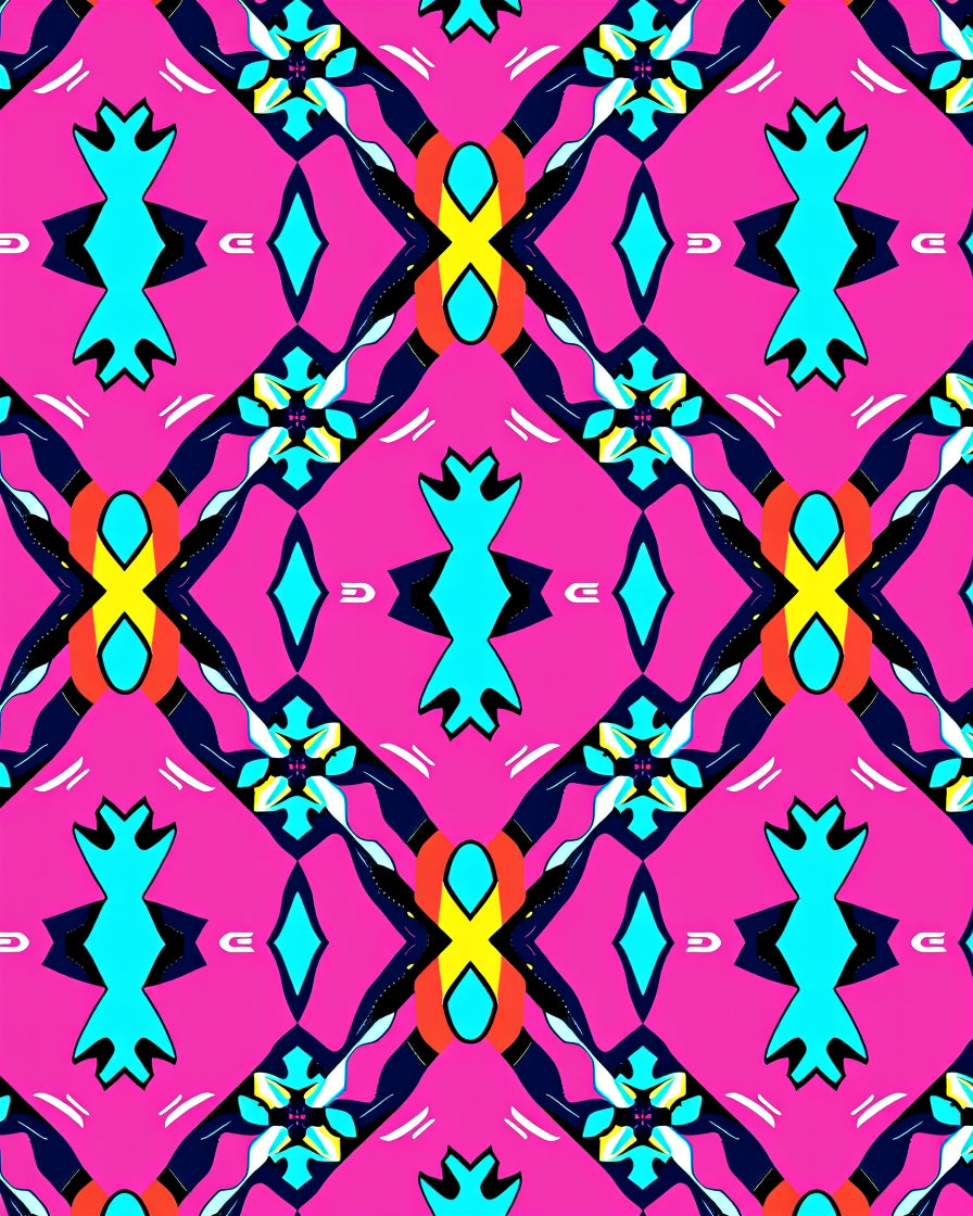 Pink Abstract Geometric Medallion Rug