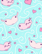 Whimsical Pink Hippo Hearts Stars Rug