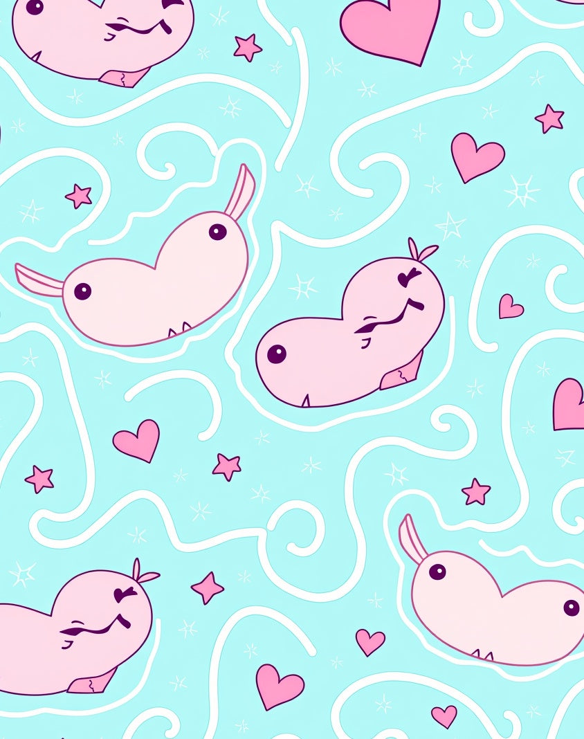 Whimsical Pink Hippo Hearts Stars Rug