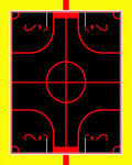 Bold Red Yellow Geometric Court Rug