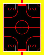 Bold Red Yellow Geometric Court Rug
