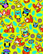 Vibrant Cartoon Woodland Creatures Aviary Rug