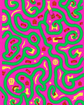Pink Green Maze Folk Art Rug