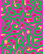 Pink Green Maze Folk Art Rug