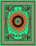Vibrant Orange Sunburst Mint Mandala Rug