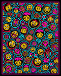 Vibrant Playful Faces Colorful Abstract Rug