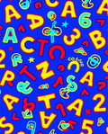 Bold Alphabet Blue Red Yellow Collage Rug