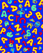 Bold Alphabet Blue Red Yellow Collage Rug